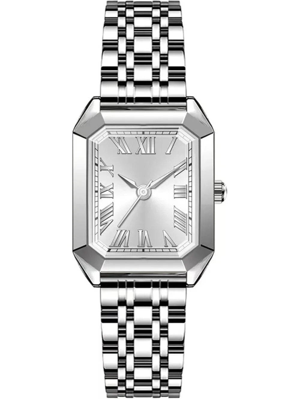 Women's Silver Vintage Roman/Arabic Numeral Dial Alloy Bracelet Wrist Watch